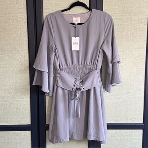JOA Lace Up Waist Cinching Mini Dress, NWT, Size M